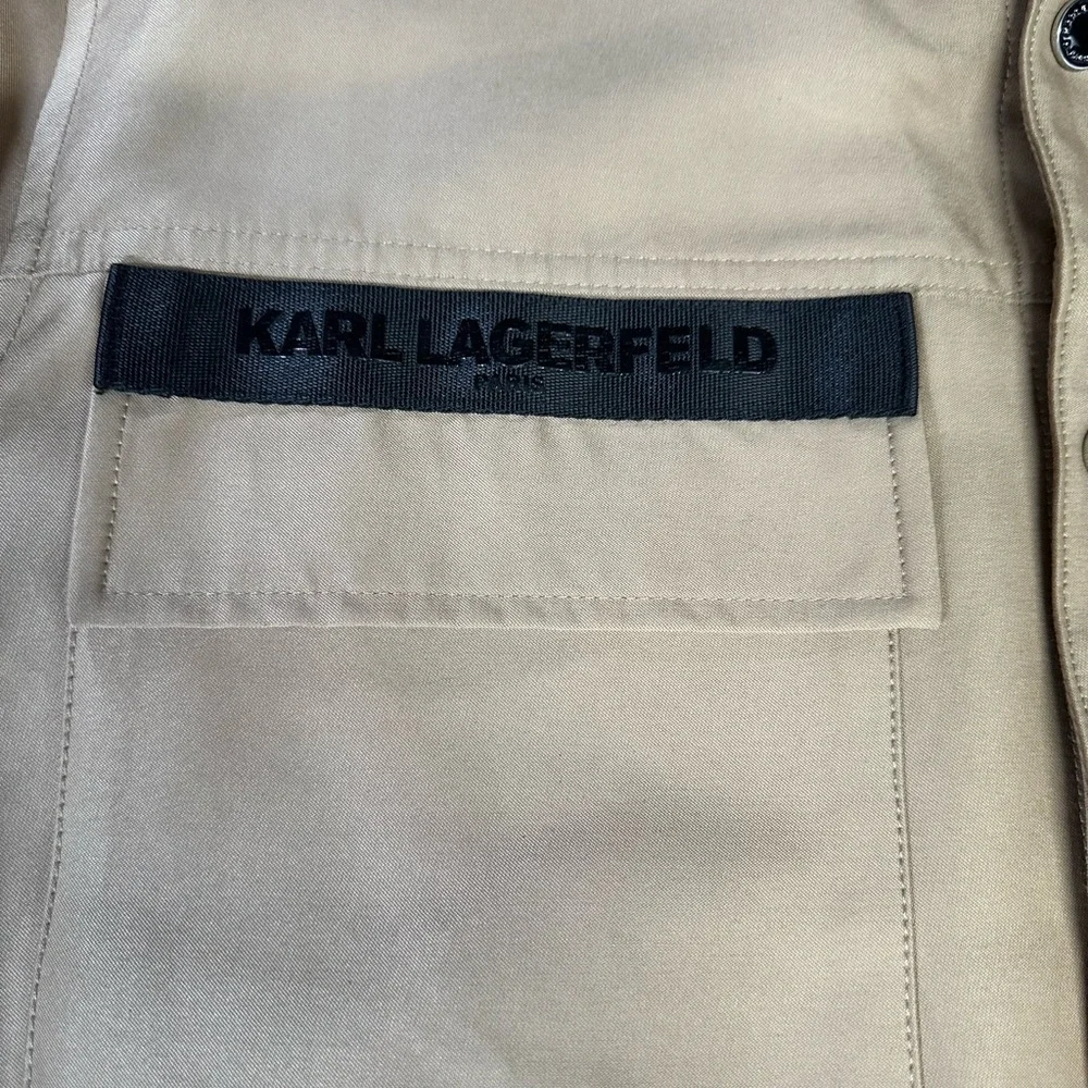 KARL LAGERFELD MENS Trill Trucker Jacket Shirt Shacket Snap up Sz L